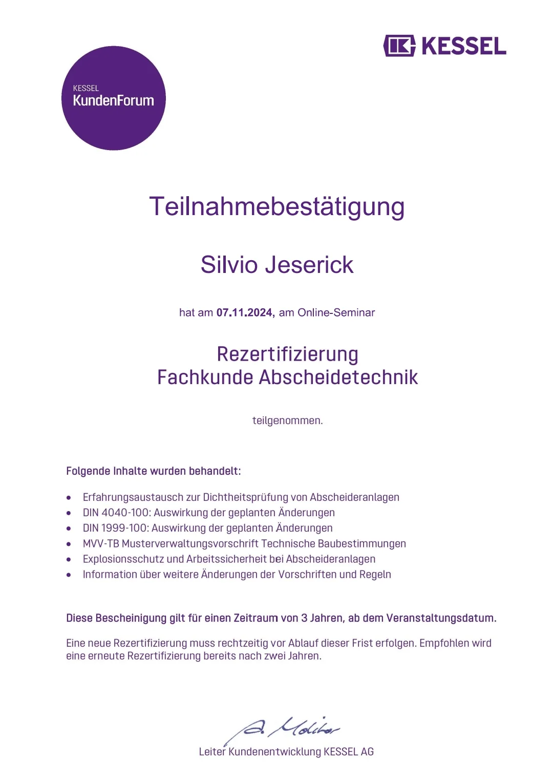 Fachkunde DIN 1999-100 & DIN 4040-100